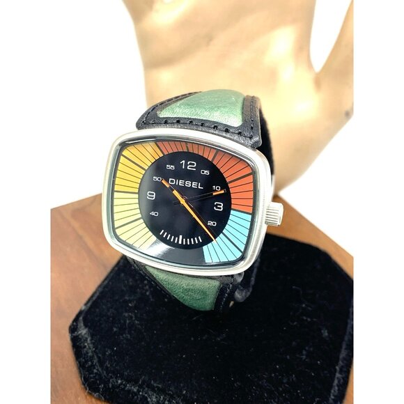 Diesel Women's Watch DZ3022 Quartz Vintage Multicolor Black Leather Band 38mm - Picture 1 of 13